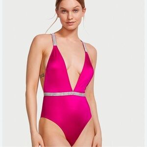 Victoria's Secret Pink One-Piece Swimsuit with Deep V-Neck